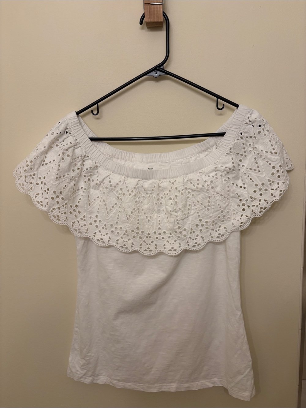 Talbots White Eyelet Off-Shoulder Camisole